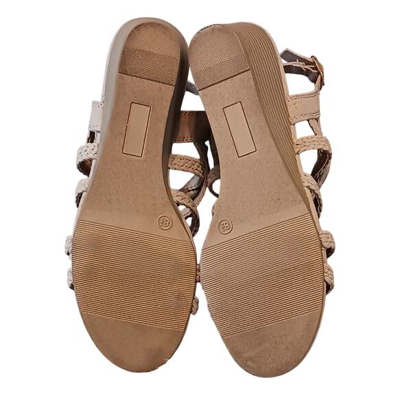 Y NOT? Braided Beige wedge sandals size 8.5 Dressy Strappy Sandles Barely EUC - Picture 6 of 9
